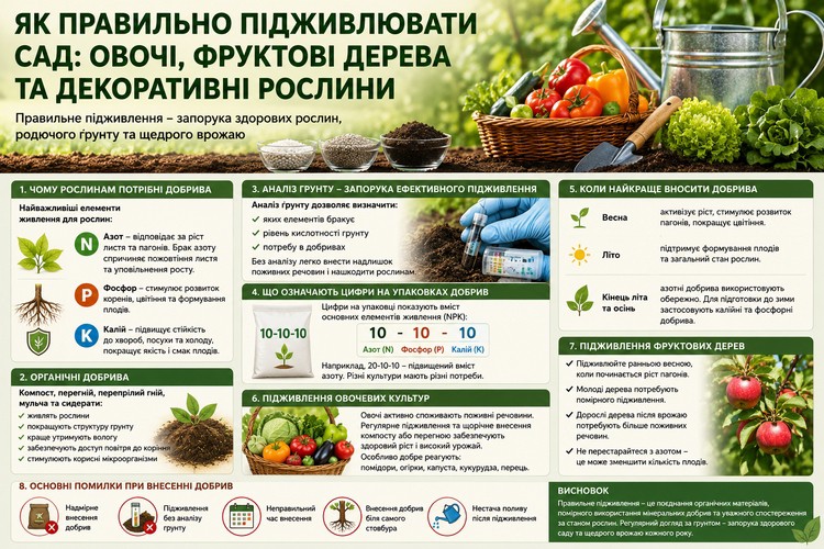 Інфографіка: Як правильно підживлювати сад