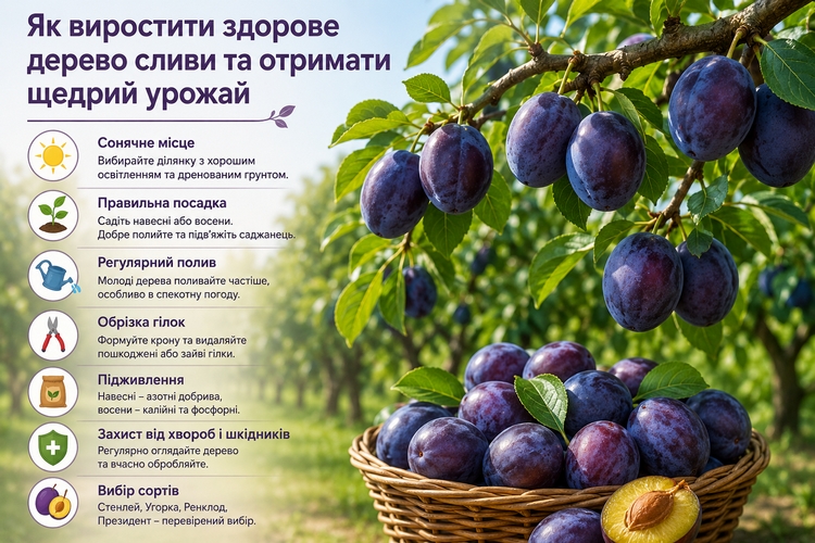 Інфографіка: Як виростити здорове дерево сливи