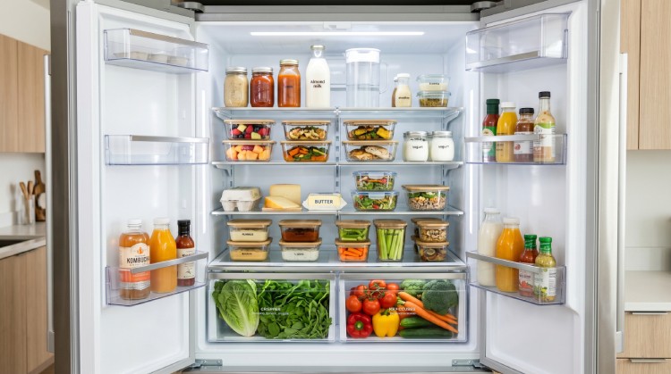 Схема правильного розподілу та зберігання продуктів по поличках холодильника